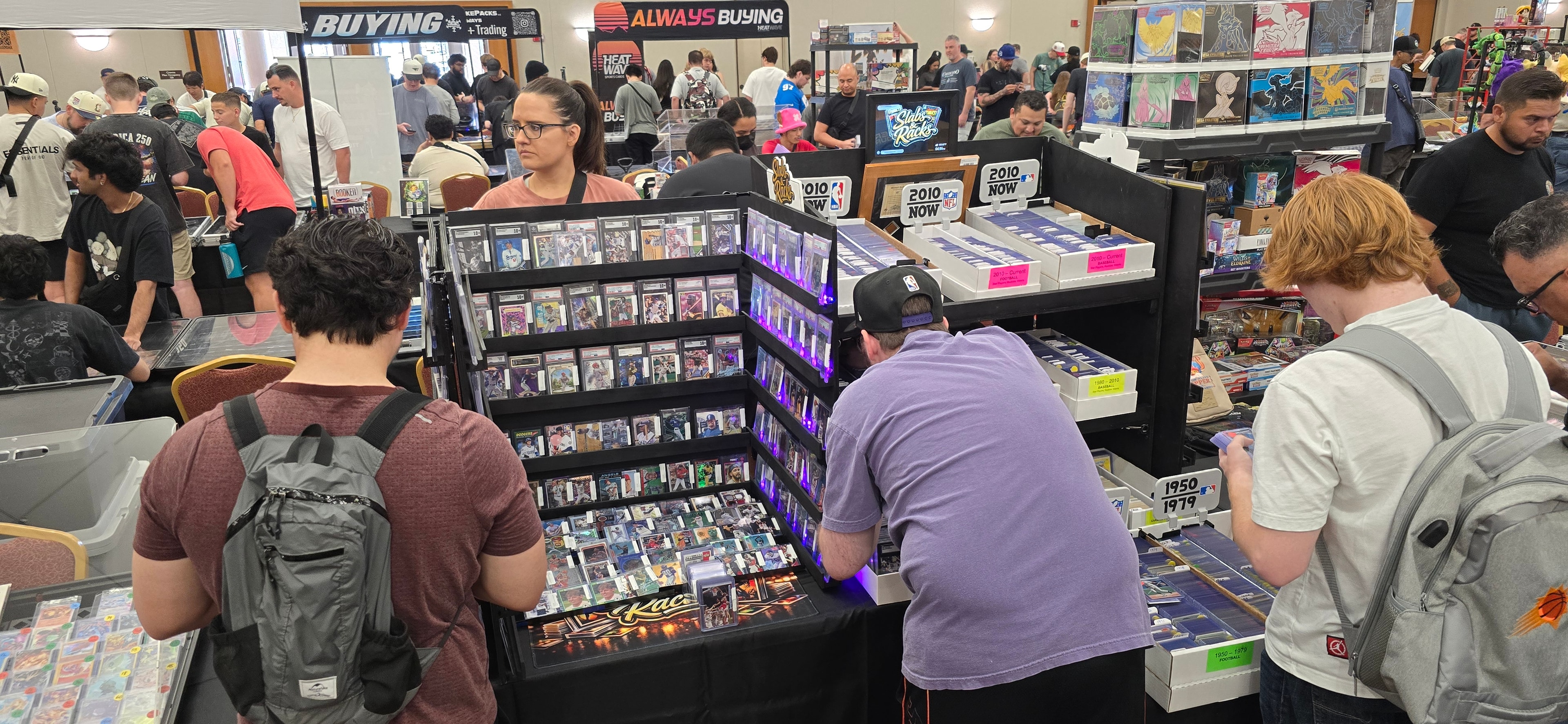 Slabs & Racks at a packed card show convention floor